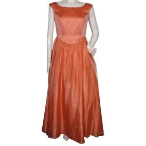 new VON BRAMLETT Prom Dress/Gown, 10, 70s/80s, Orange, Crinoline Poofy Skirt